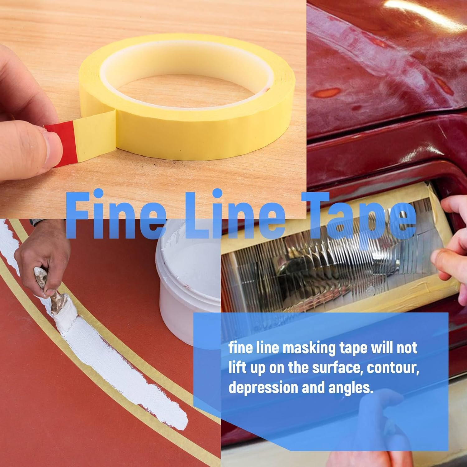 Tuperoymse 6 Rolls Fine Line Tape 1/16,7/10,1/8,1/4,1/2,3/4 Inch X 55Yard, Fineline Masking Tape, Painters Automotive Masking Tape