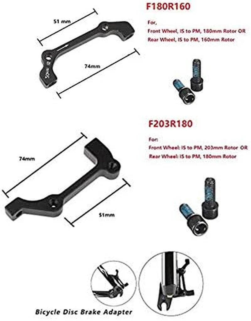 Auto-Plaza Pair of Disc Brake Caliper Mount Adapter Gear Parts Accessories Is/Post Front 180/203Mm Rear 160/180Mm image number 2
