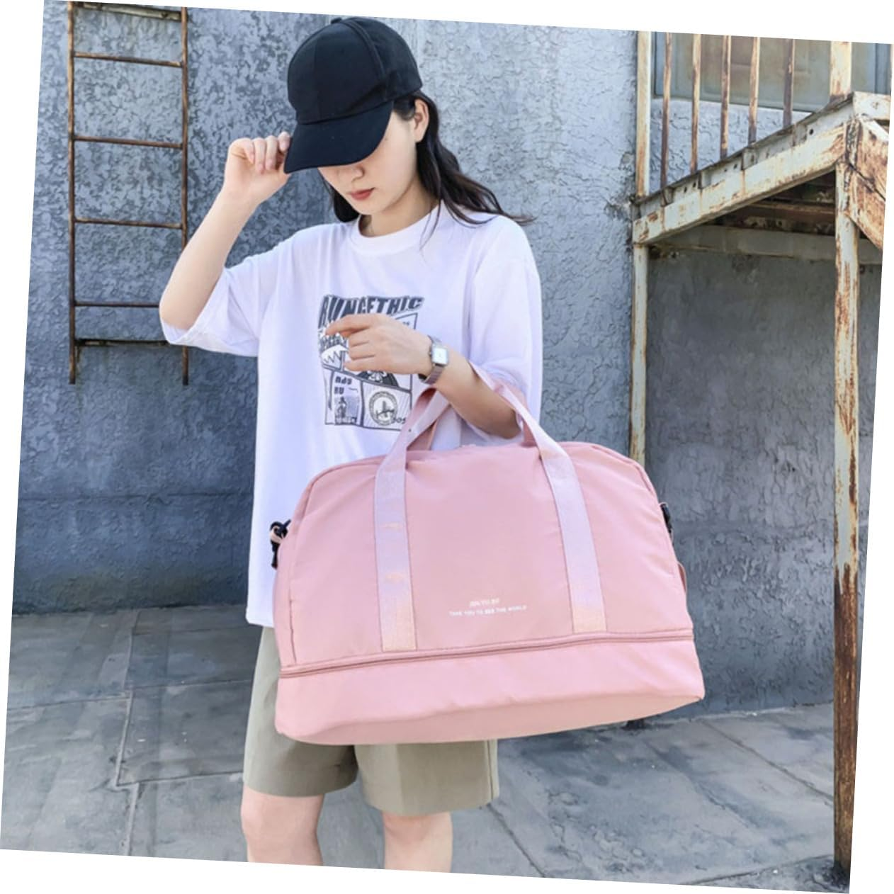 COOLHIYA Large Capacity Luggage Bag for Travel Tote Bag Wet Separation for Gym Use and Weekend Trips image number 4