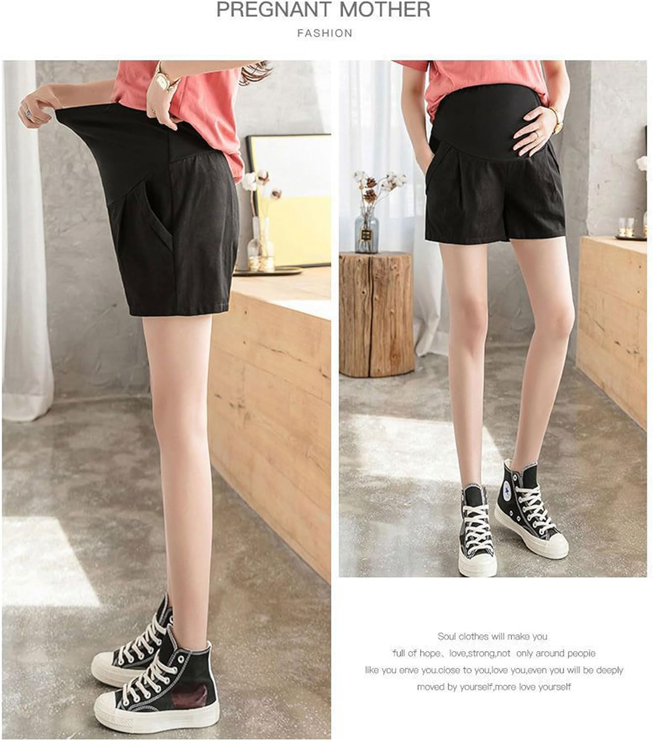 Maternity Pants Shorts Loose Casual Bottoms Three-Quarter Pants image number 2