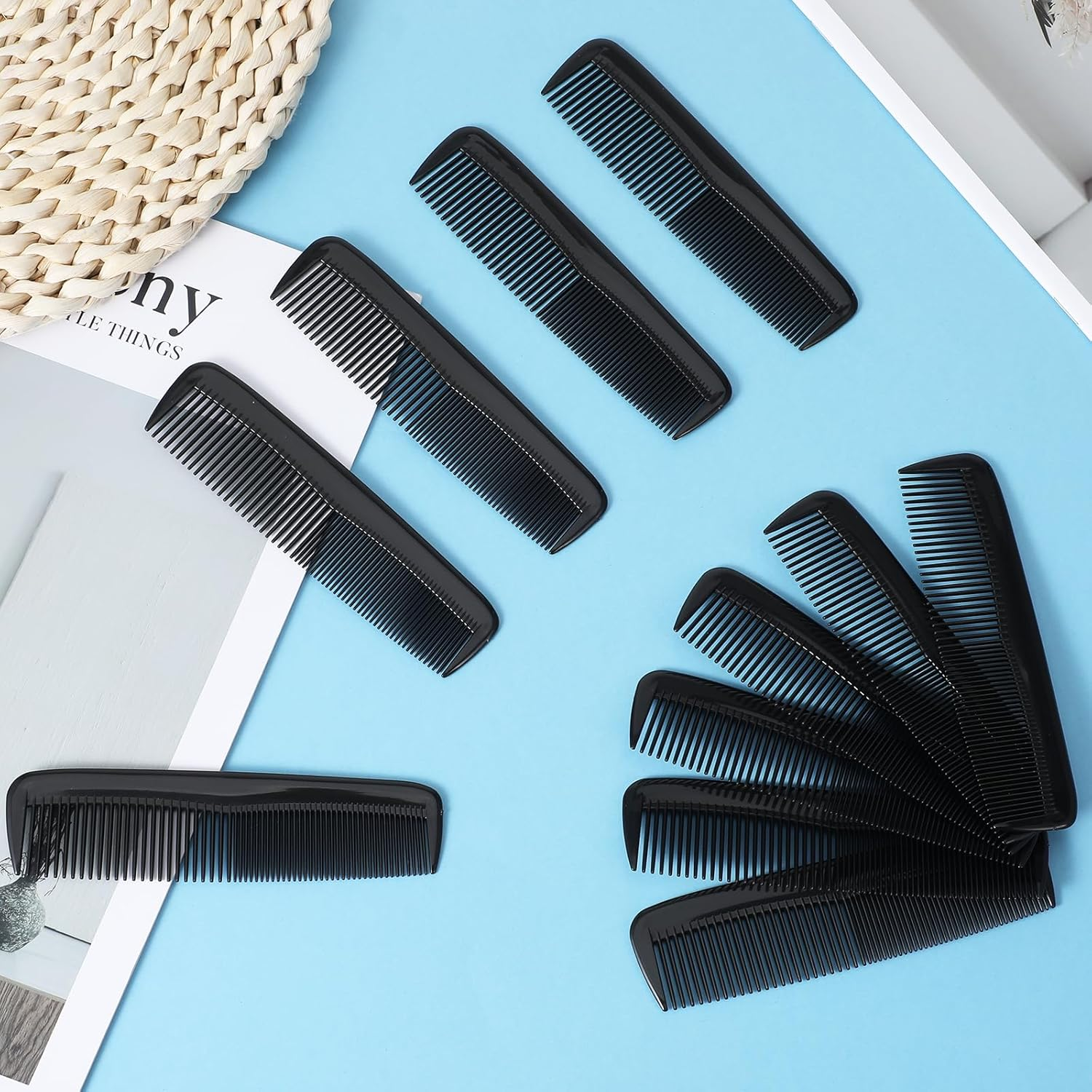 Pack of 30 Plastic Pocket Combs Black Hair Comb Men'S Styling Comb with Fine and Standard Teeth Hair Combs Hair Cutting Combs for Women Hairdresser Hair Care image number 3