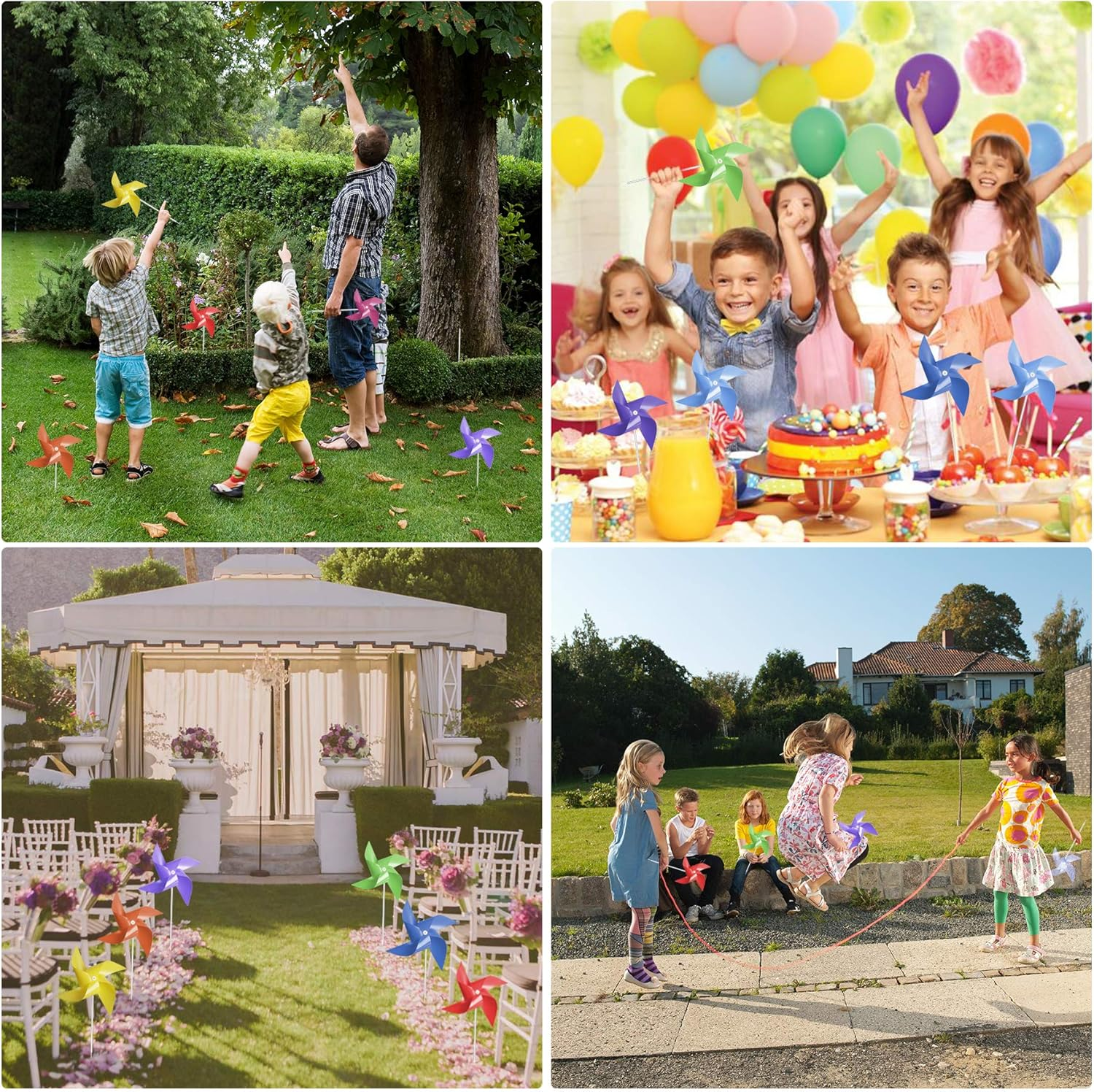 100 Pcs Pinwheels, Dark Blue Color Wind Spinners and Party Favors Gifts for Kids, Outdoor Decorational Pinwheels for Yard and Garden(Dark Blue) image number 5