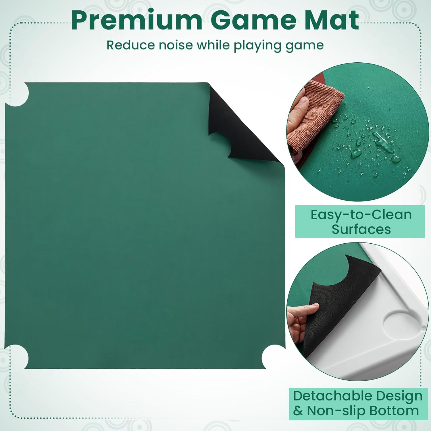 Giantex 90Cm Folding Mahjong Table, 4 Player Game Card Table W/Cup Holders & Smooth Felt Mat, Carrying Handle, HDPE Tabletop, Metal Legs, Portable Mahjong Game Table (Pure Green) image number 3