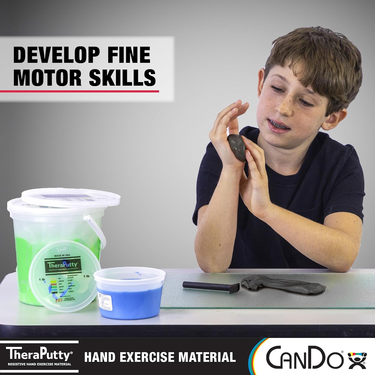 Cando Theraputty plus Anti-Microbial, Black: X-Firm, 4 Oz image number 4