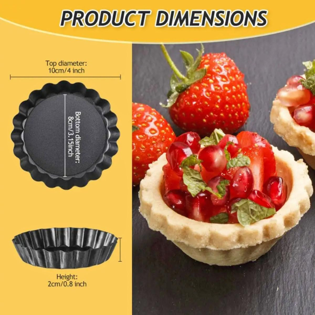 6Pcs/Set Mini Tart Pan Egg Tart Molds with Removable Bottom Non-Stick Pie Pizza Cake round Mould Tins Tarts Quiche Pan Bakeware (10CM)