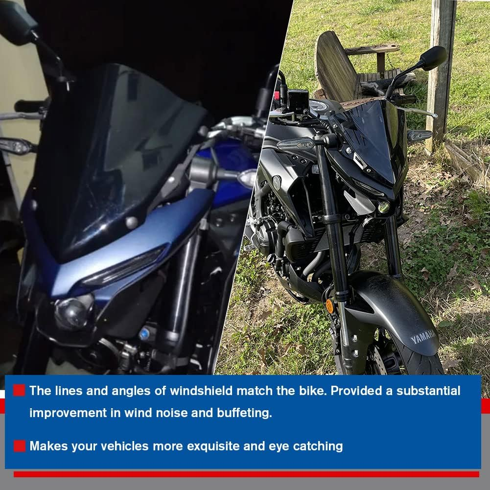 Motorcycle Front Touring Fairing Windscreen Windshield Wind Deflector Cover Compatible with YA-MA-HA MT-03 MT03 MT 03 MT25 MT 25 MT-25 2020 2021 2022 2023 (Smoke) (MD-257-JP) - Smoke image number 3