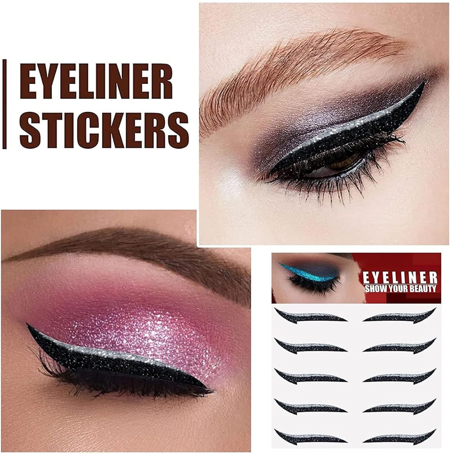 AIMALL Quick-Apply Reusable Eyeliner Stickers - Waterproof Glitter Eye Makeup with Self-Adhesive Design, for Every Occasion, Long-Lasting Cosmetic Eye Enhancers image number 4