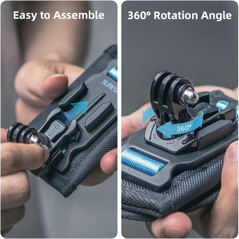 SKEZN Backpack Shoulder Strap Mount Camera with Adjustable Shoulder Pad and 360 Degree Rotating Base Compatible with Gopro Hero 12 Black, Hero 11/9/8, DJI Action 4/3 and More (4.3 * 2.8 * 2.2 In) image number 4