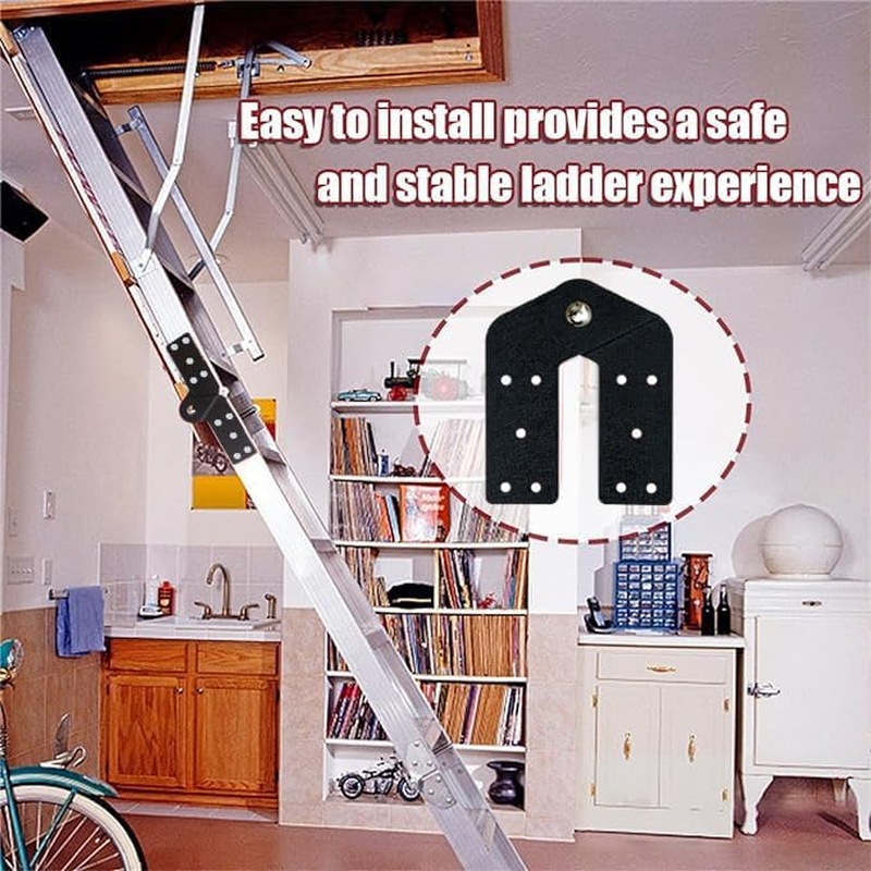 2 Pcs Attic Ladder Hinge Pull down Attic Stair Parts Attic Ladder Parts Suitable for Restoring Old Loft Ladder, DIY Ladder (Black) image number 3