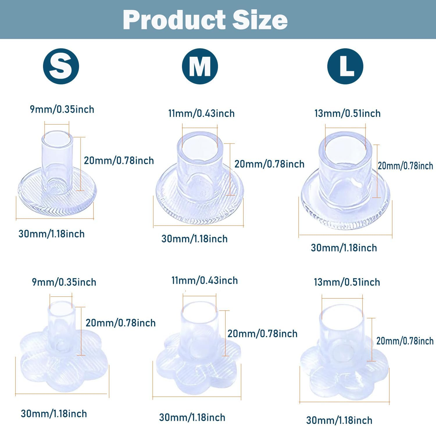 SILHOL Heel Protectors for Grass 6 Pairs, 3 Sizes High Heel Stoppers for High Heels, Clear Stiletto Heel Caps for Walking on Grass and Uneven Floor image number 3
