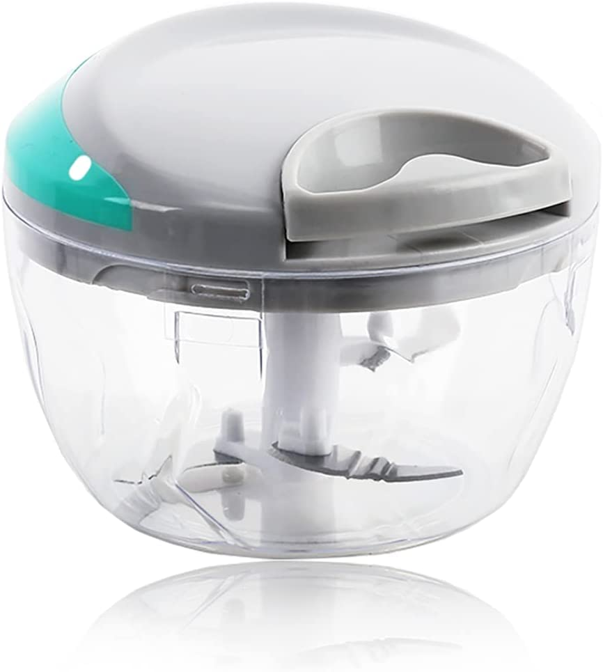 Manual Food Chopper, Vegetable Chopper Mincer Blender to Chop Fruits Vegetables Nuts Herbs Onions Garlics for Salsa Salad Pesto Coleslaw Puree
