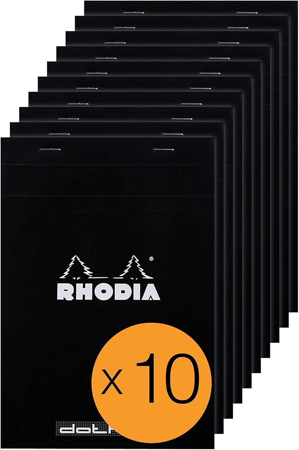 RHODIA 16559C - Stapled Notepad Dot Pad N&deg;16 Black - A5 - Dot Dotted - 80 Detachable Sheets - White Clairefontaine Paper 80 G/M&sup2; - Coated Card Cover - Pack of 10 Pads image number 4