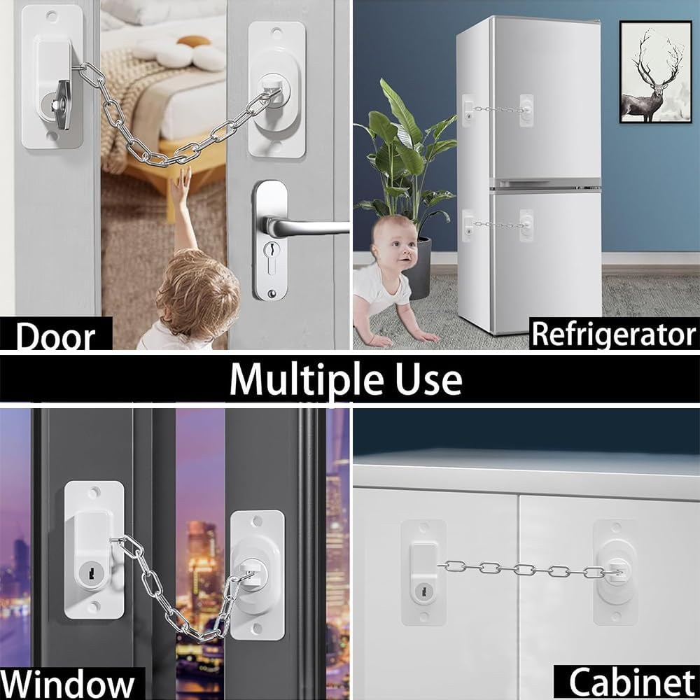 3 Pack Child Safety Locks &ndash; Adjustable Baby Proof Locks with Keys for Fridge, Drawers, Toilet, Dishwasher & More | No Drill Childproof Latches for Kids & Toddlers image number 2