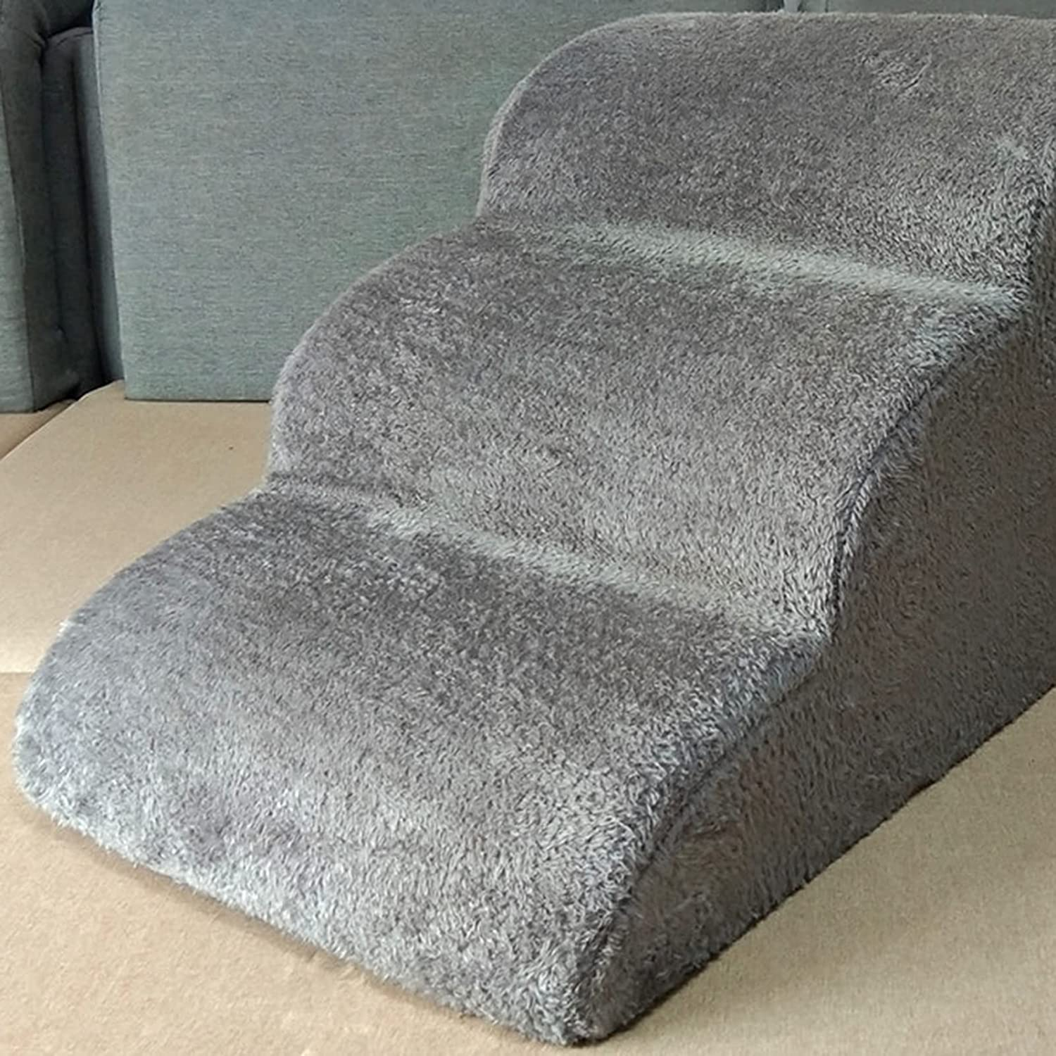 ZIEM Dog Stairs Pet Ramp for Bed - 3 Tiers Training Steps with Removable and Washable Cover image number 6