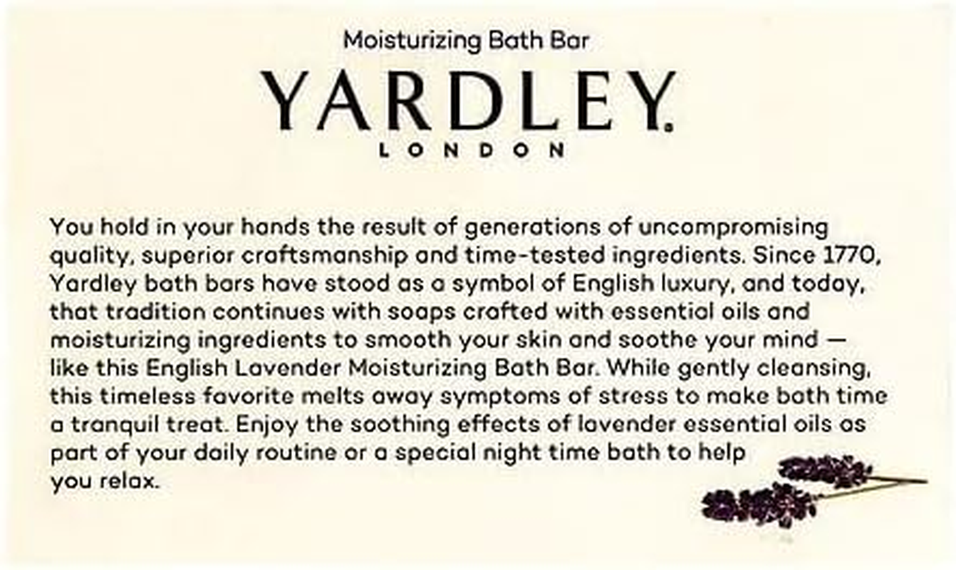 Yardley London English Lavender with Essential Oils Soap Bar, 4.25 Ounce (Pack of 12) image number 6