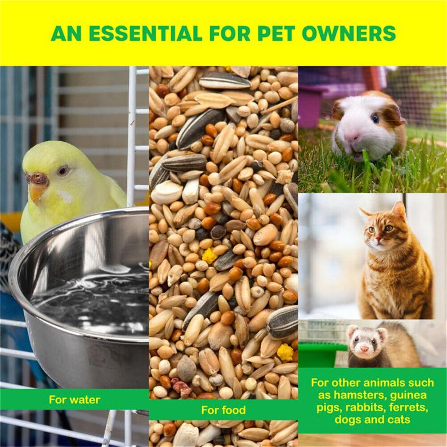 Leona Co Stainless Steel Pet Feeder Water Bowl 240Ml Bird Parrot Feeders Water Cage Bowls with Holder Bird Feeding Dish Cups for Bird Parrot Small Animal image number 2