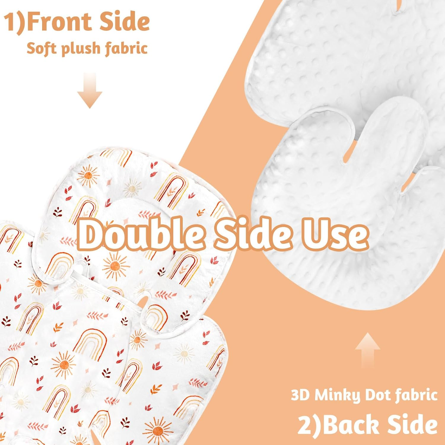 TANOFAR Infant Car Seat Head Support, Soft Baby Carseat Head & Body Support, Rainbow Baby Car Seat Insert Cushion for Newborn Boys - Flower image number 5