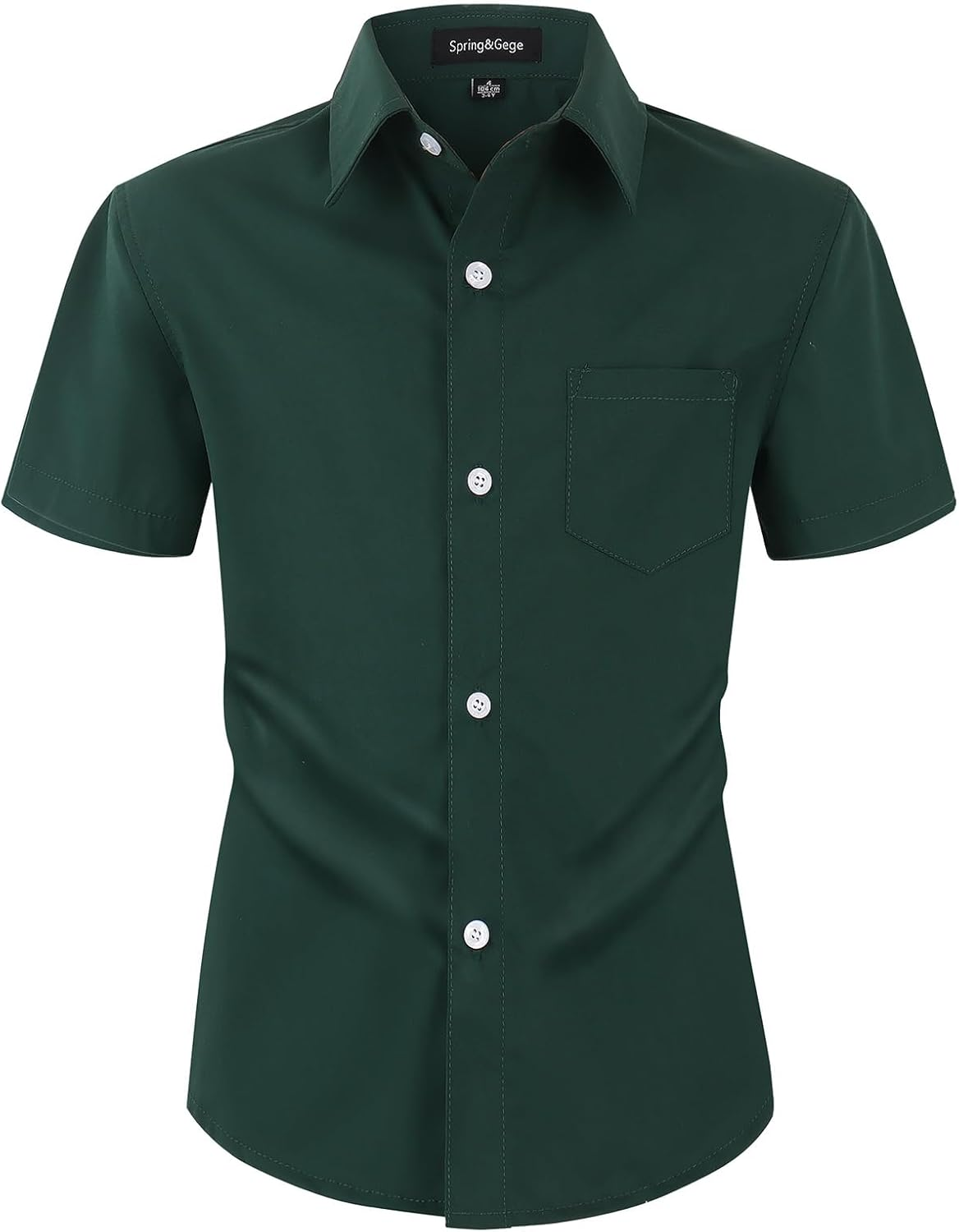 Spring&Gege Boys Short Sleeve Dress Shirts Stretch Wrinkle Free Casual Button down Shirts