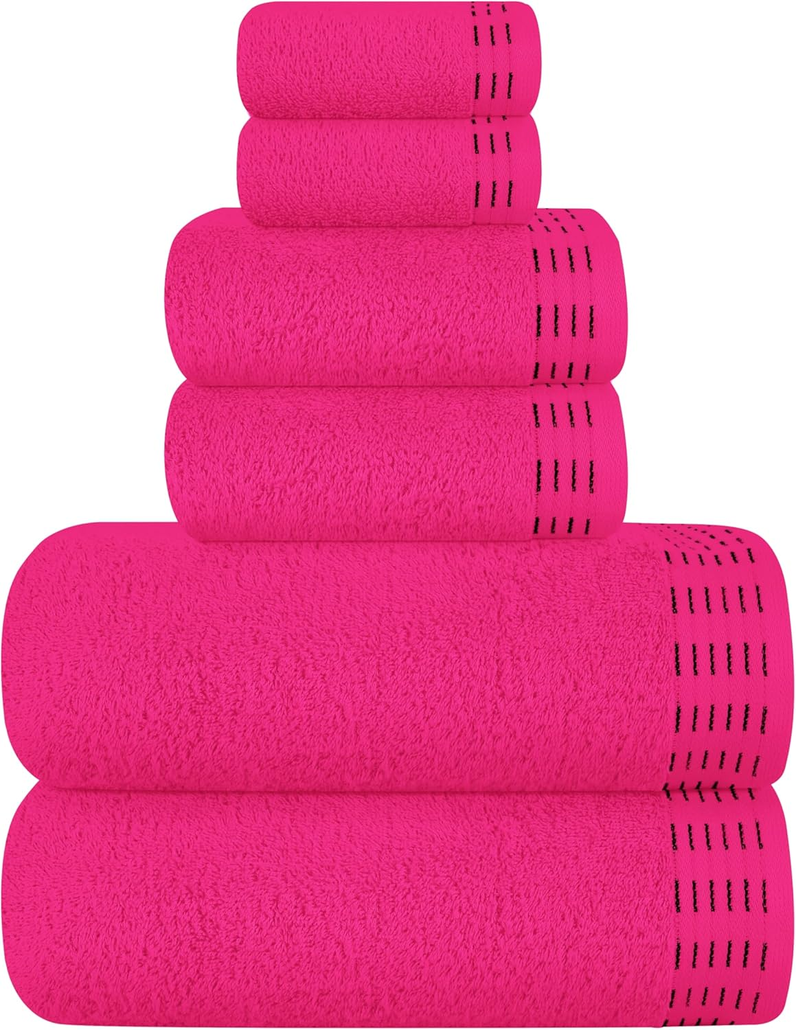 MALLONI HOME Ultra Soft 6 Pack Cotton Towel Set, Contains 2 Bath Towels 28X55 Inch, 2 Hand Towels 16X24 Inch & 2 Wash Coths 12X12 Inch, Ideal Everyday Use, Compact & Lightweight - Black
