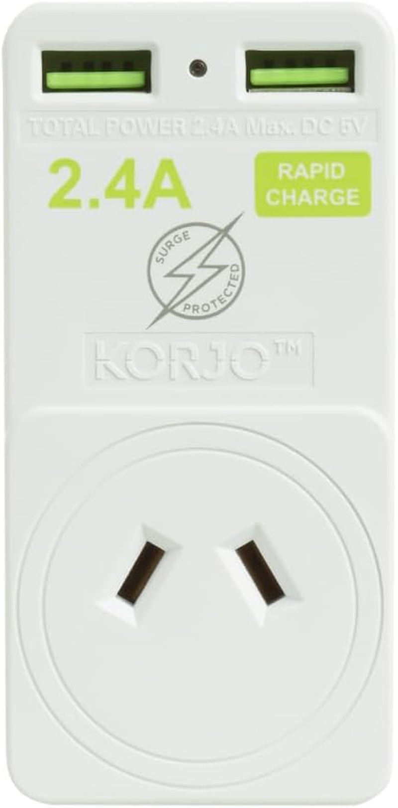 Korjo 2 Port USB-A & Power Adaptor - Japan, White image number 4