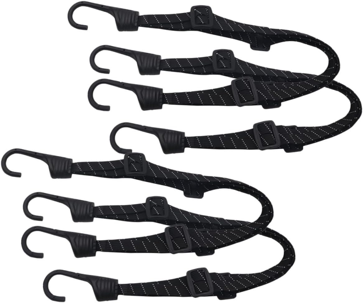 HORIALENCE 4Pcs Adjustable Straps Nylon Cord Hook Bike Cargo Binding Belt Heavy Duty Elastic Luggage Fixing Strap for Riding and Travel Use image number 5