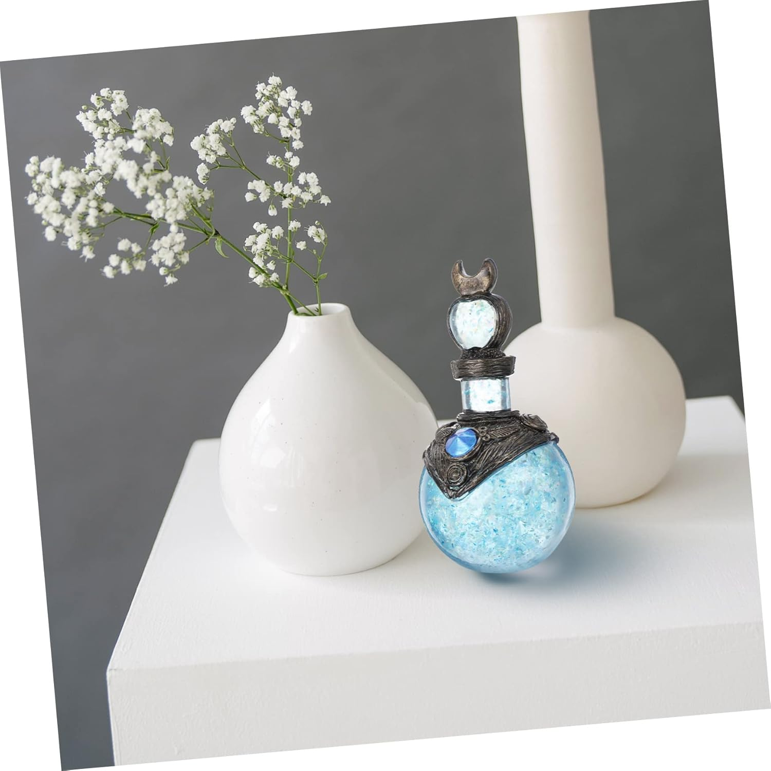 Alasum 1Pc Delicate Shiny Bottle Figurine Creative Mermaid Moonlight Decor for Home Unique Indoor Ornaments to Add Warmth and Style to Your Space for Art Lovers - Blue image number 3