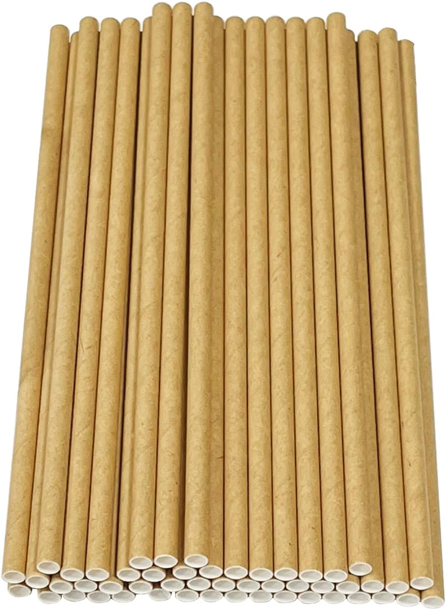 50Pcs Paper Drinking Straws, Biodegradable Paper Straws for Drinking Cocktail, Coffee, Cold Drinks (Black)