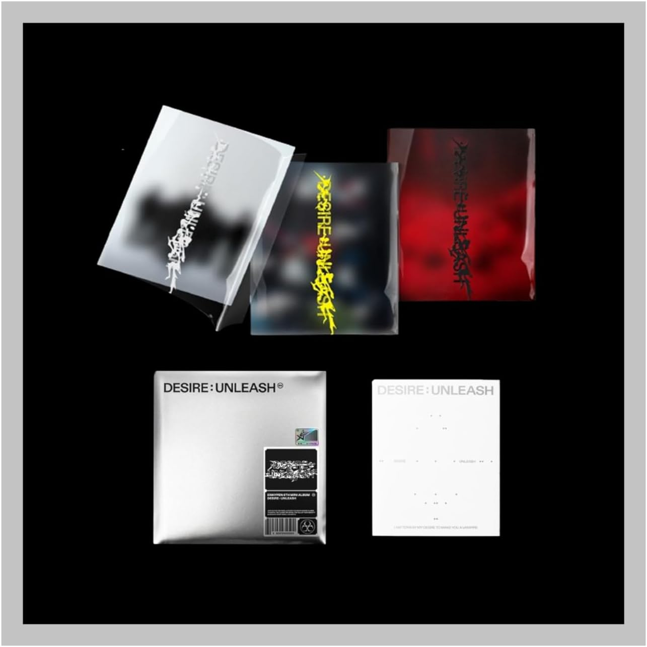 ENHYPEN DESIRE : UNLEASH 6Th Mini Album 5 Version Set Standard 3 Version Set(Make+You+Mine)+1Ea Engene Random Version+1Ea Weverse Albums Version+Tracking Sealed EN- image number 1