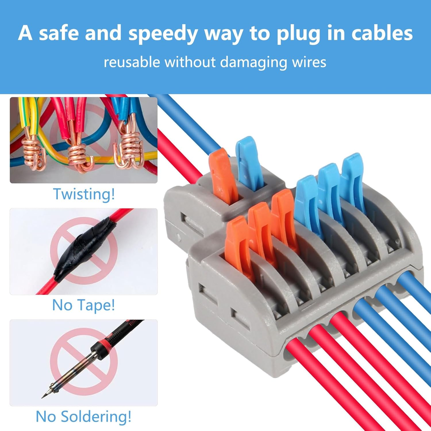 DIANN Lever Wire Connectors Kit 65Pcs Compact Splicing Wire Connectors Assortment Pack Lever Connector Kit Quick Wiring Connector for AWG 28-12 image number 2