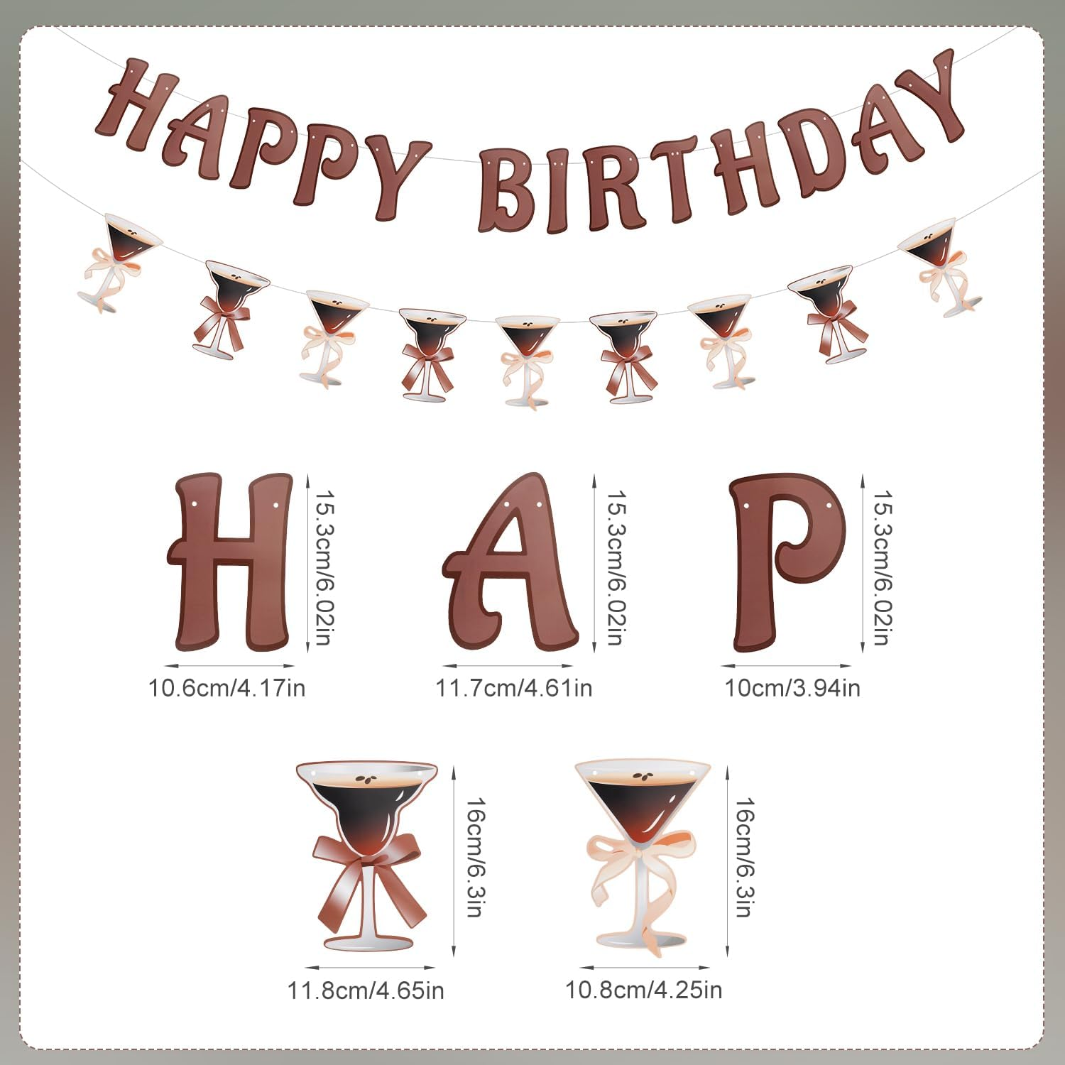 Tinoaly Espresso Martini Party Banner, Assorted Colors, Paper, Rectangular, Banners image number 1