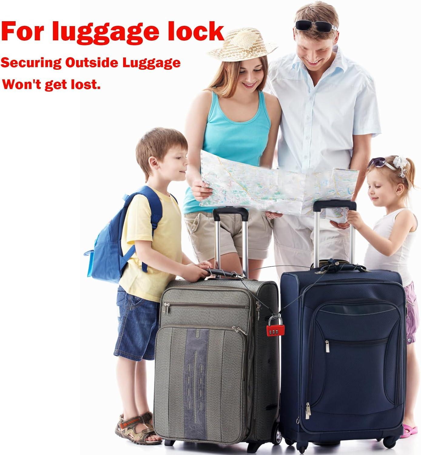 VIVBOO 1/8Inch Stainless Steel Security Cable 4/6/10/15FT Luggage Lock Safety Wire Flexible Steel Wire Rope with Double Loop (2 Pack)