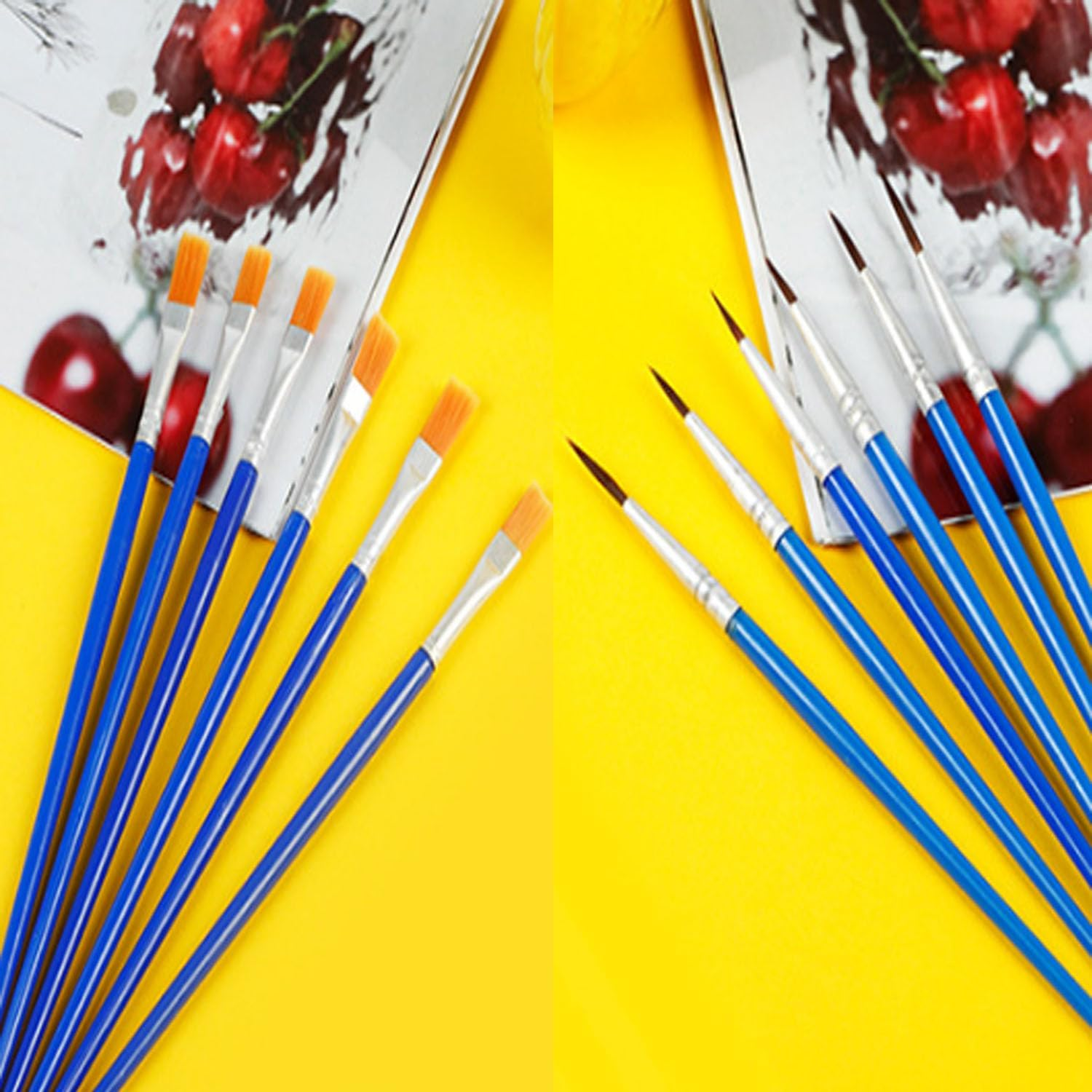 Set of 100 Professional Acrylic Paint Brushes with Flat and round Tips, Colouring Doodle Brushes,Craft Brushes,Plastic Rod Hooks,Flat Tip Paint Brushes image number 4