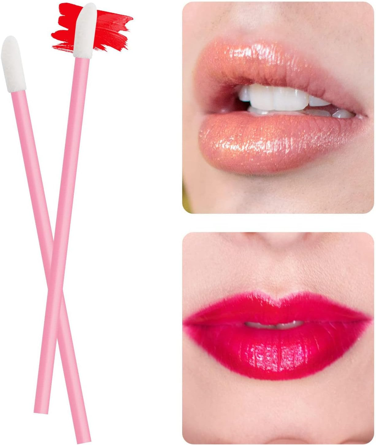 200Pcs Lip Wands Applicators, Lipstick Applicator Lint Free Makeup Brushes Beauty Tool - Pink image number 1