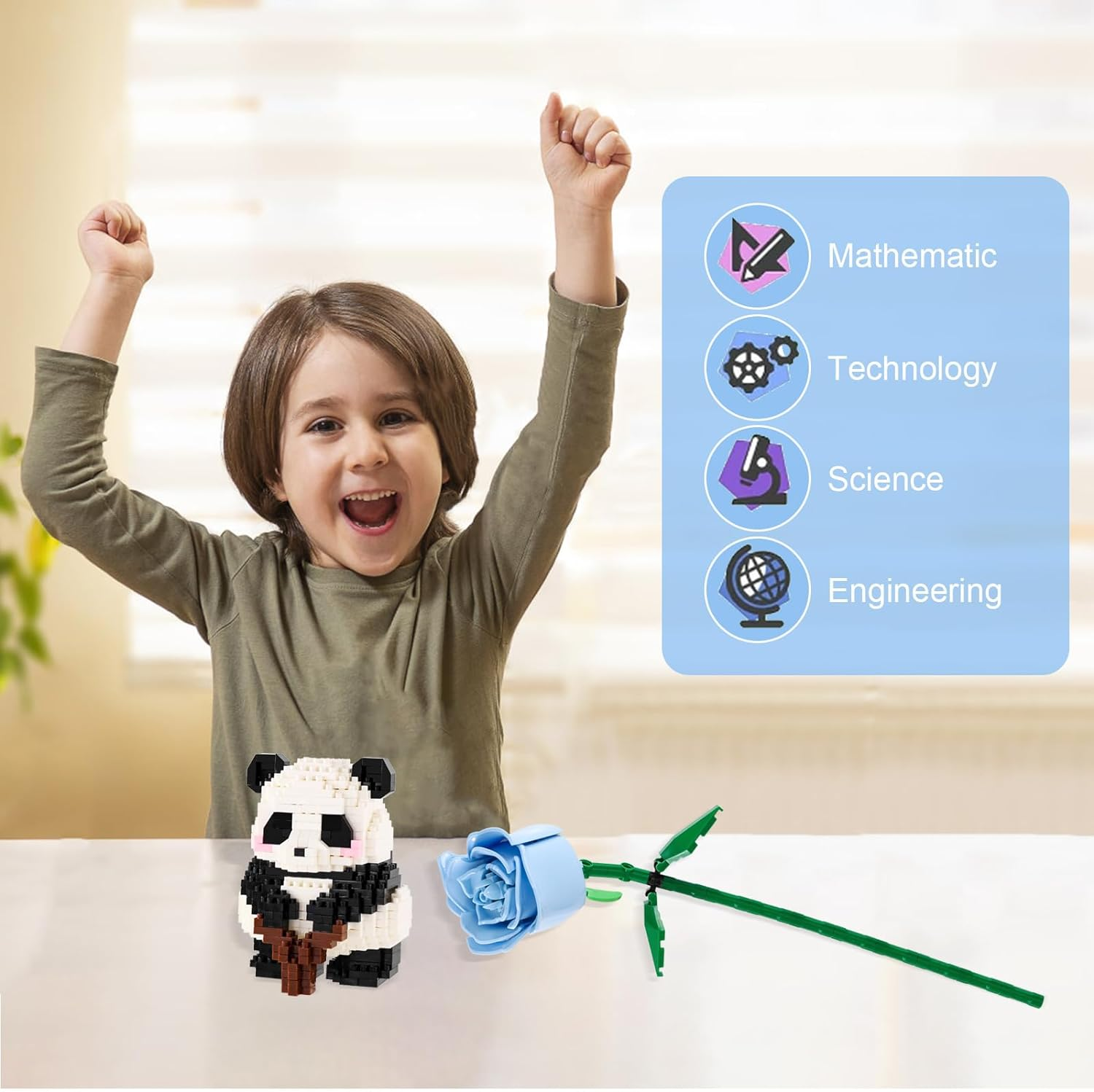 Blocks Building Sets Panda Mini Bricks with Flower for Kids Presents, 448PCS Micro Cute Practising Animals Toy Building Blocks for Party Gifts for 6+ Teens Blossom,Unique Mother'S Day Ideas image number 3