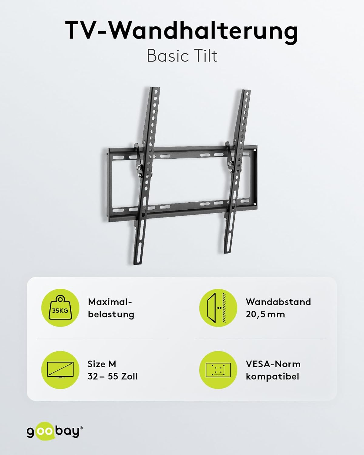 Goobay Tilt Wall Mount for TV Size 32-55, Black, Medium image number 4