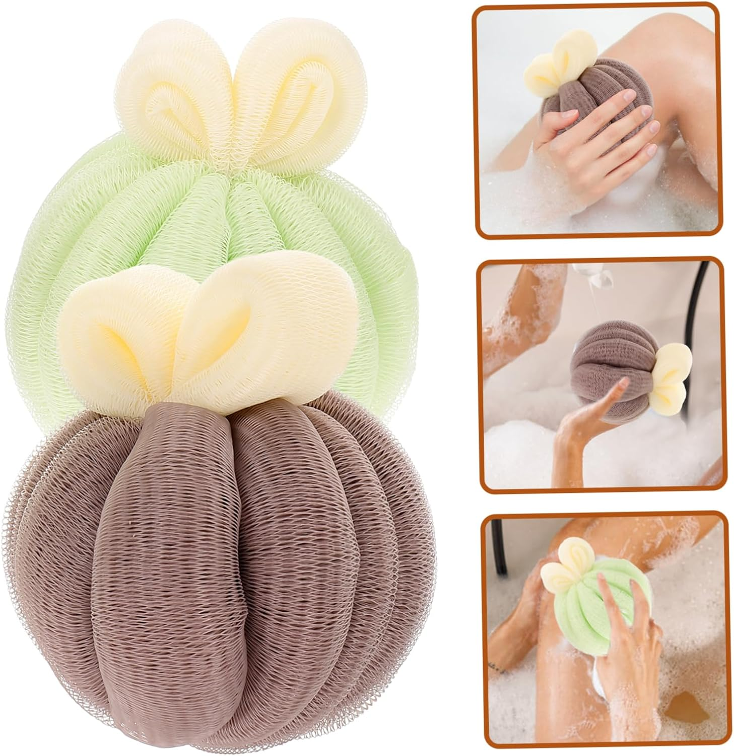 SOESFOUFU 2Pcs Exfoliating Bath Ball Shower Loofah Natural Sea Sponge Body Wash Ball image number 5