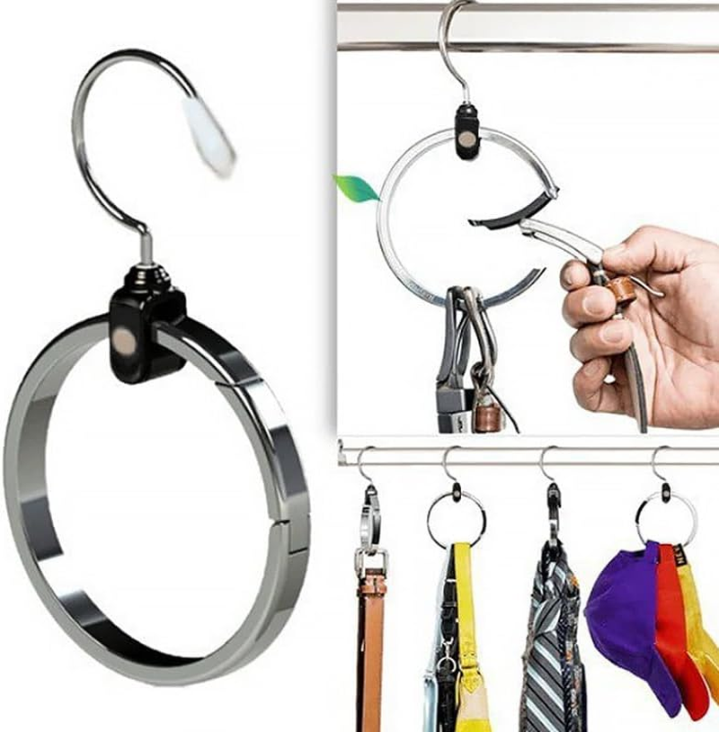 Multipurpose Closet Hanger Organizer Great Space Saver Cut Clutter in the Closet Perfect for Belts, Baseball Hats, Ties, Scarves, Purses and Much More Versatile Hanger (Silvery, One Size) image number 2