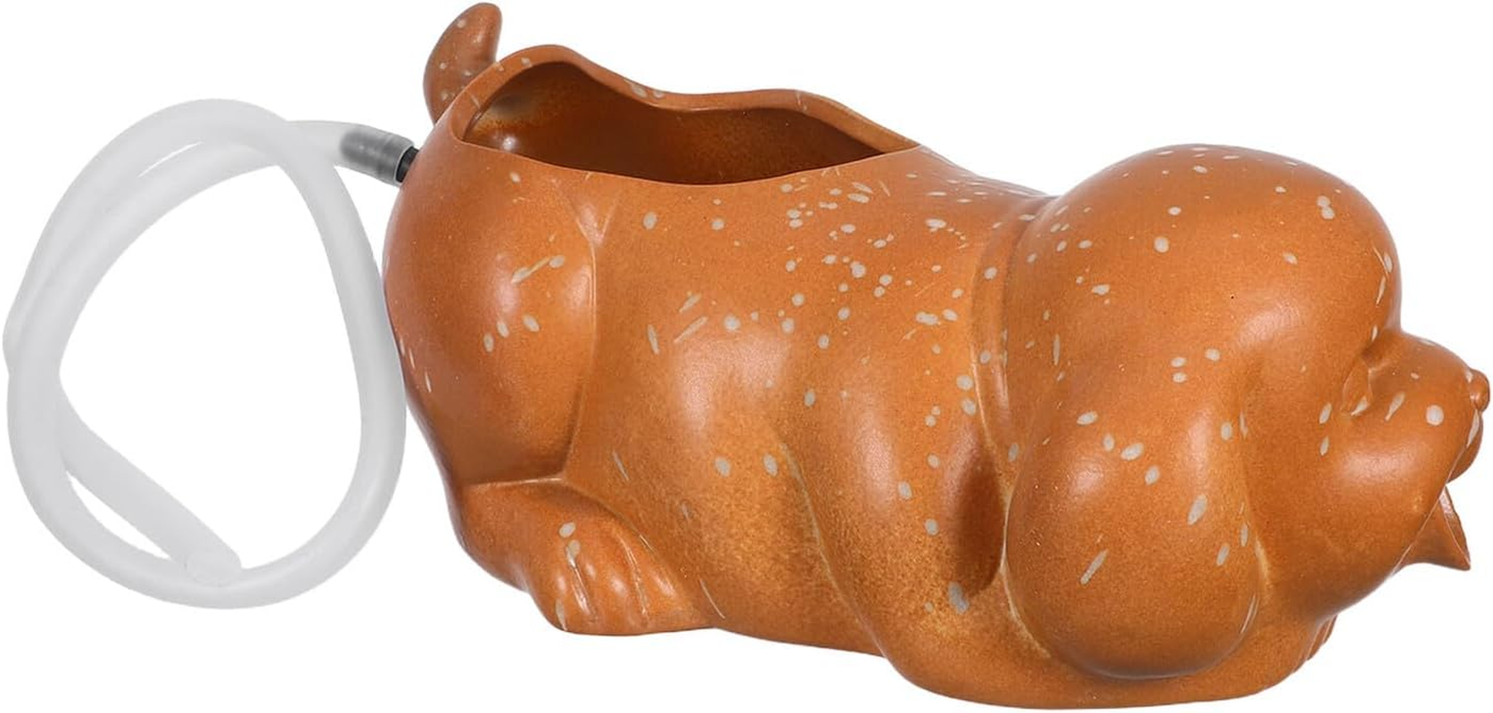 DECHOUS Ceramic Dog Fountain Spitter with Ecological Filtration Decorative Waterfall Jar for Fish Tank and Garden Interactive Puppy Statue Planter for Outdoor Water Features and Aquarium