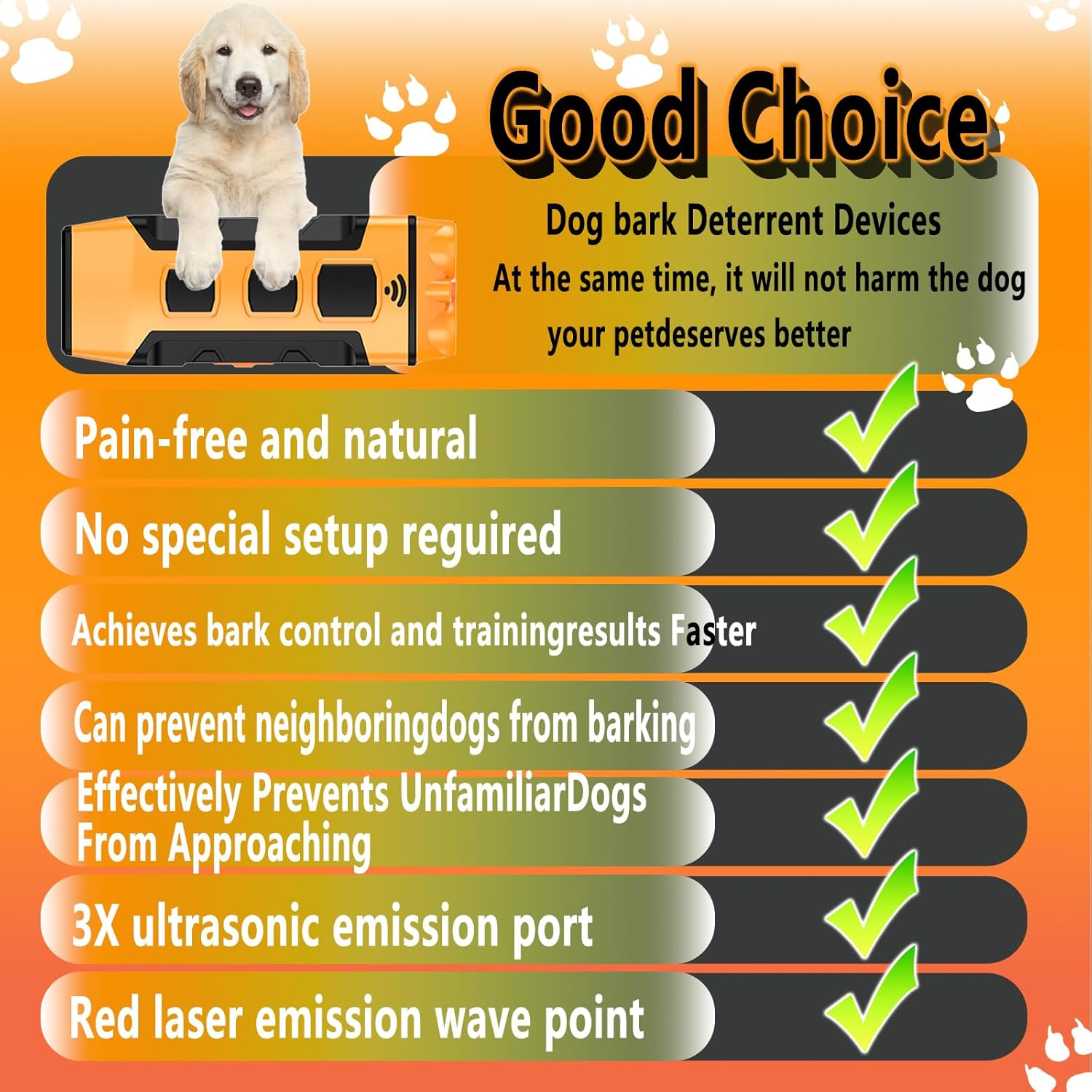 Dog Bark Deterrent Devices,Tripling anti Barking Device for Dogs,Flash Vibration Ultrasonic Stop Neighbors Dog Barking Silencer,Bark Deterrent Device,Can Be Used Dog Clicker for Control Training image number 3