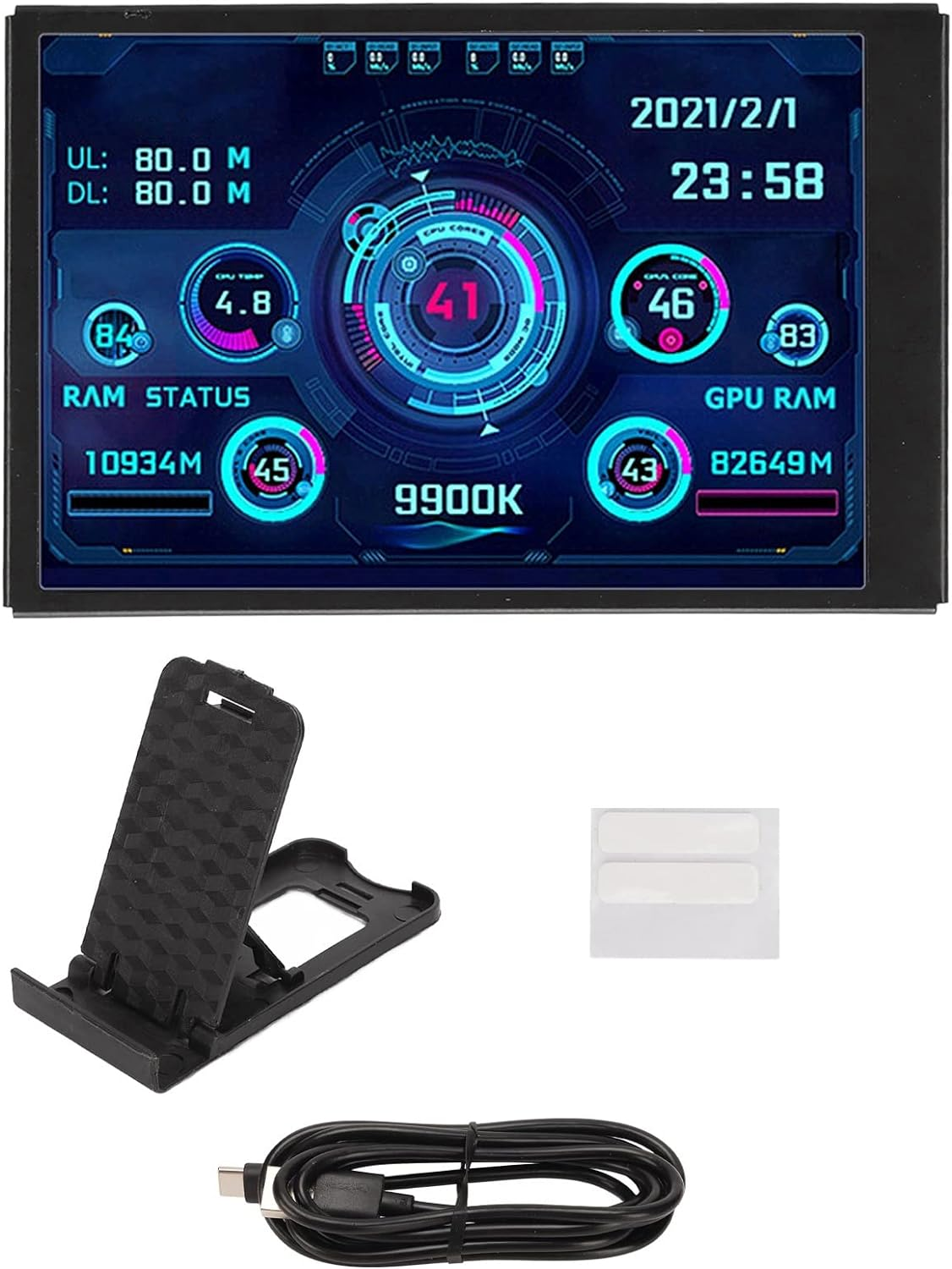 Mini Monitor, 3.5In Computer Secondary Screen CPU Temperature Monitor, PC Sensor Panel Display, IPS Full View Display Small Screen for AIDA64 PC CPU RAM Hard Disk Data Monitor image number 1