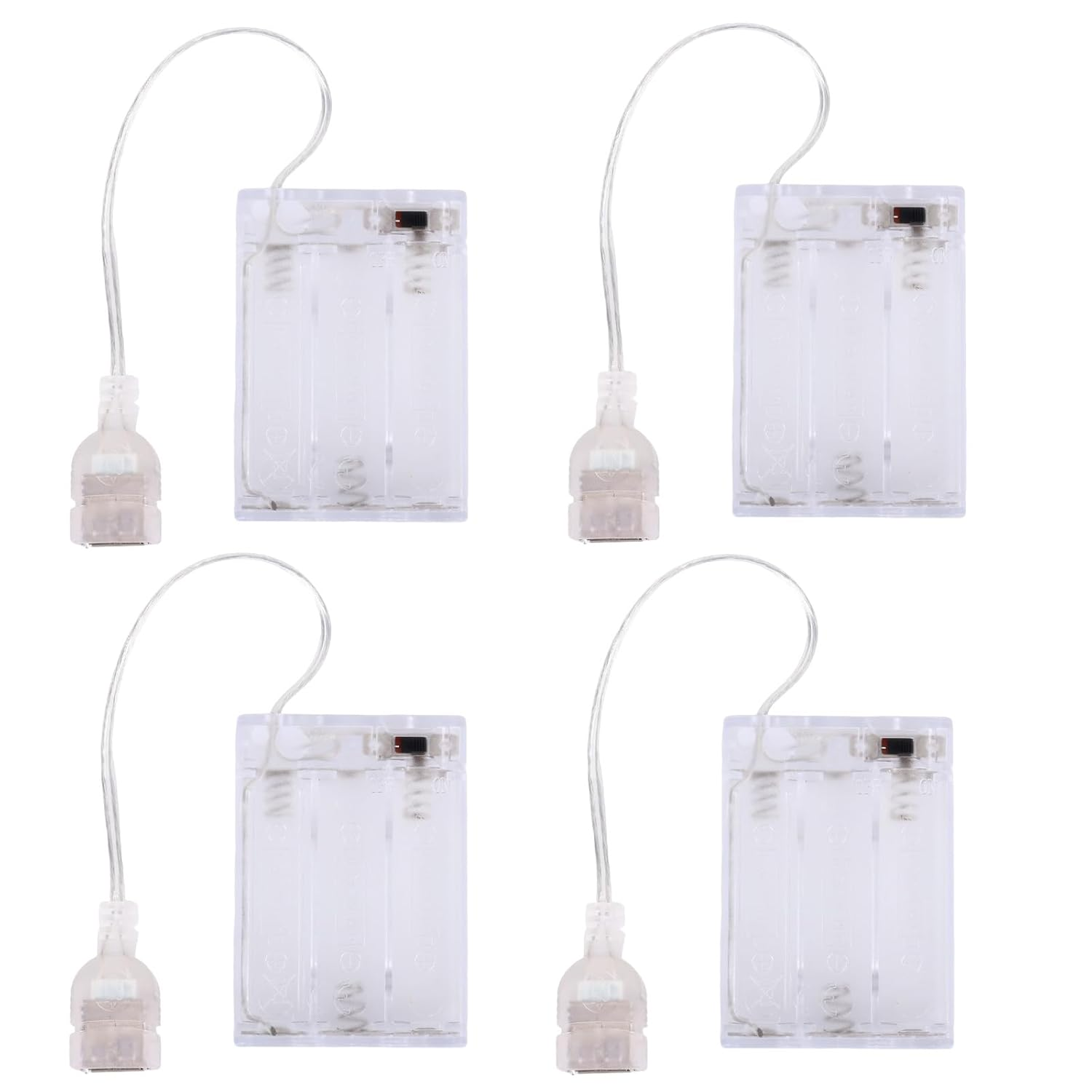 BTFO 4Pcs Battery Pack for 5V LED Neon Signs, Transparent USB Neon Light Battery Box Converts USB Lights to Battery-Operated image number 4