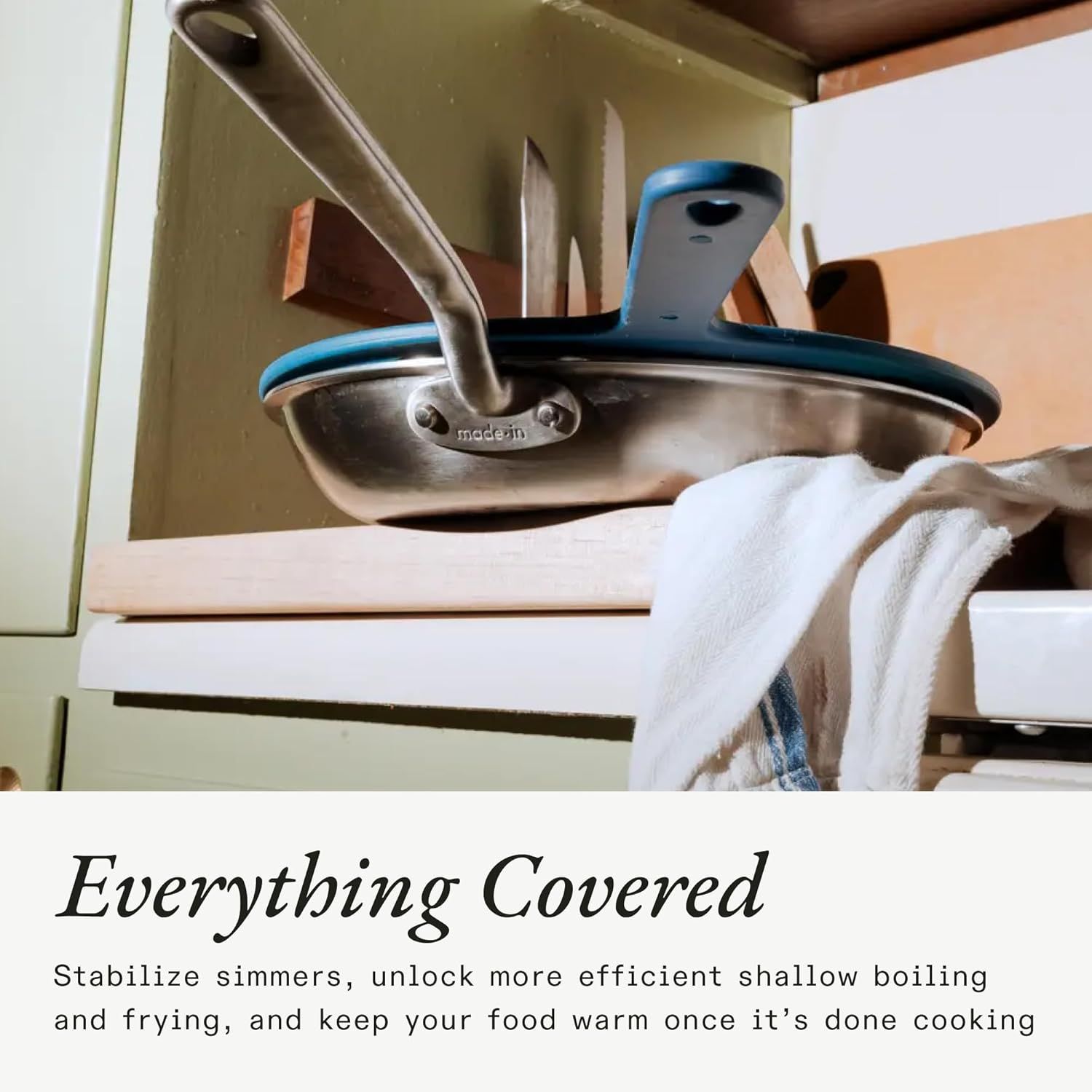 Made in Cookware - Frying Pan Silicone Universal Lid - 9 in 1 Design Fits Multiple Pans - Oven Safe 500F - Harbour Blue image number 4