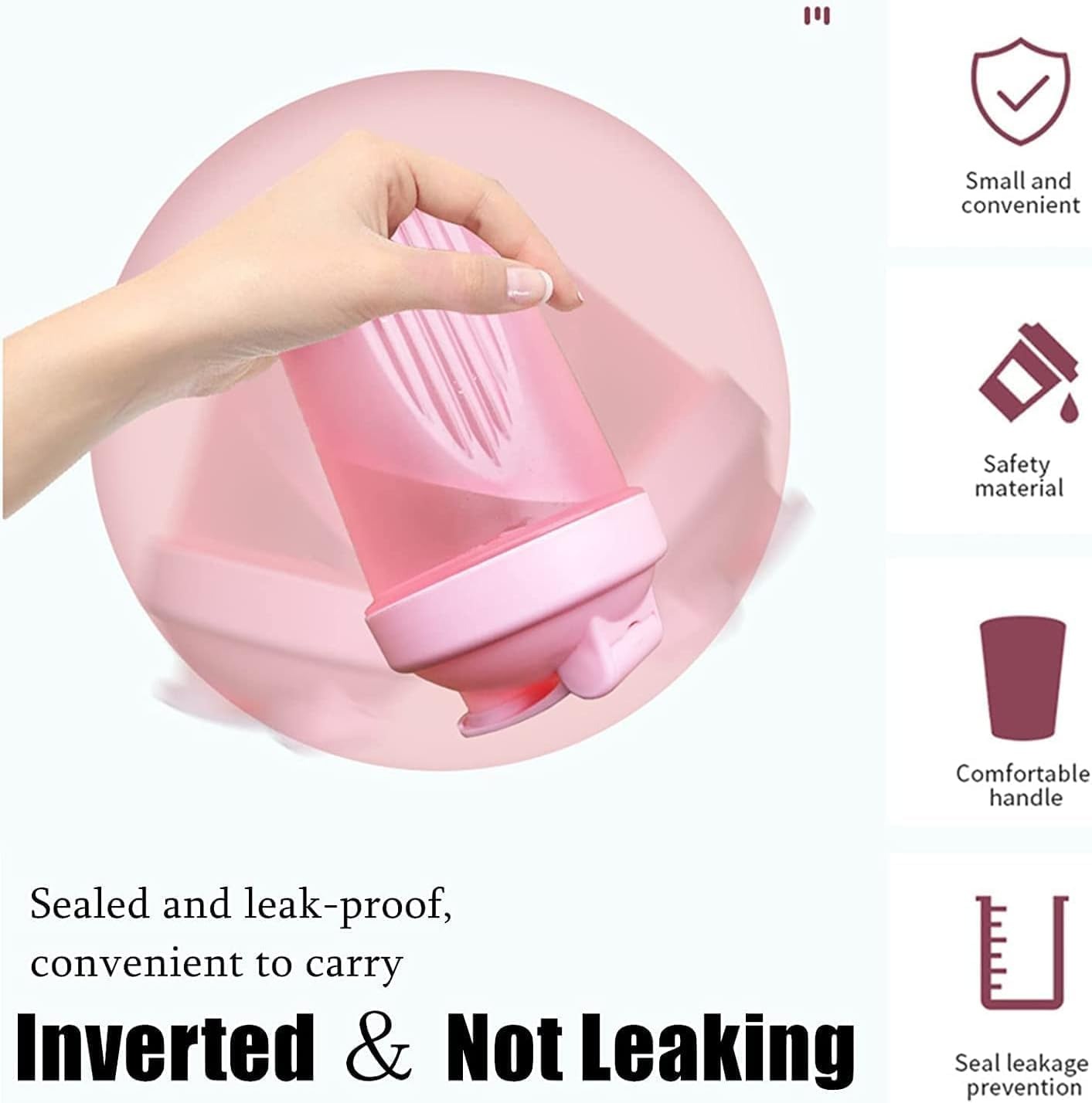 Shaker Bottle for Protein Powder Mixed Plastic Workout Water Bottle 400 Ml with Mixball Non-Leak Cap Shaker Cups for Fitness Sports Gym Supplement Drinks Bottles (Pink) image number 3