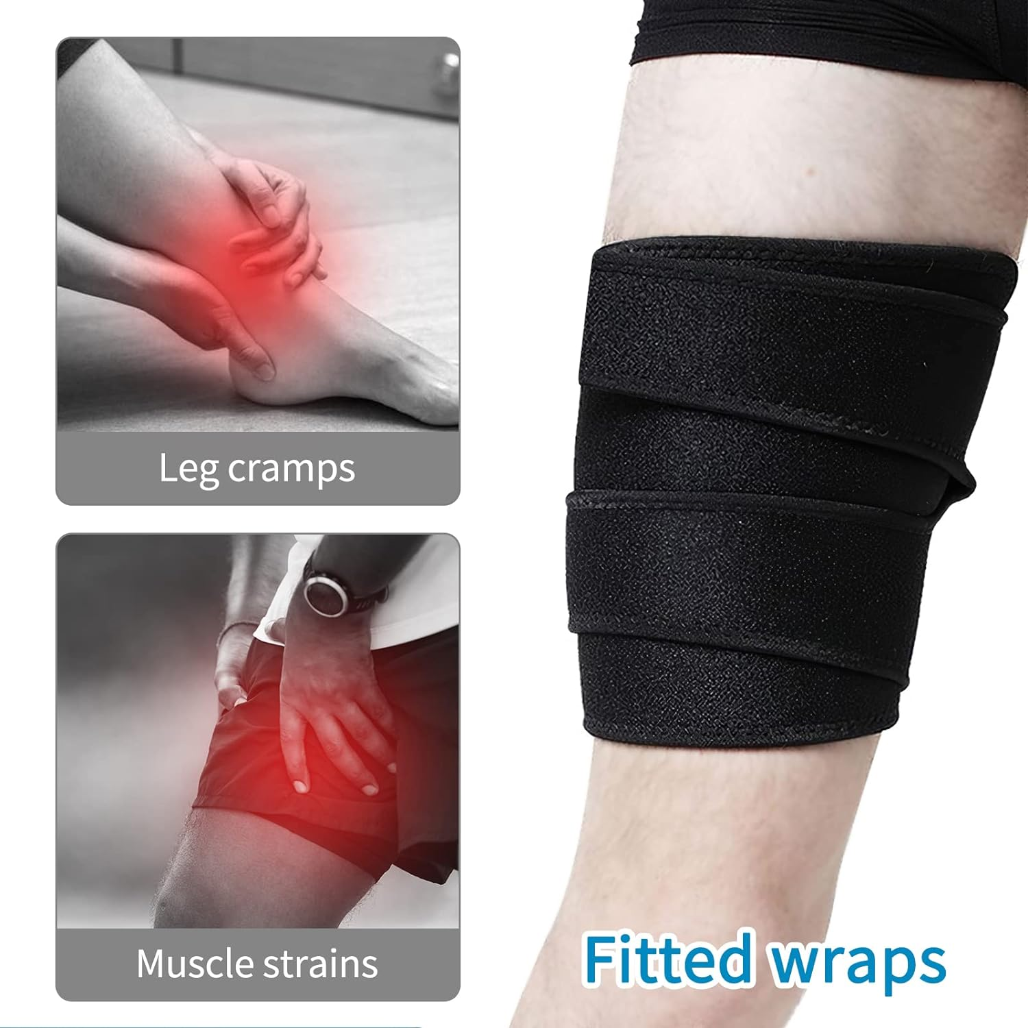 VIPMOON Thigh Brace, 2 Pack Sports Thigh Brace, Thigh Compression Sleeves, Lightweight, Breathable, Left/Right Unisex, Firmly Fixed Thigh, Reduce Impact, Non-Slip, Hand Washable image number 4