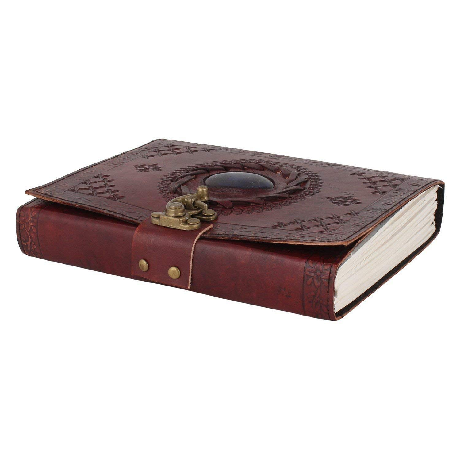 OVERDOSE LJ BROWN with Stone Leather Journal - Handmade Office Bound for Men & Women | Sketchbook| Notebook Diary - 5 X 7 Inches | 12 X 17 Cm | A6 image number 5