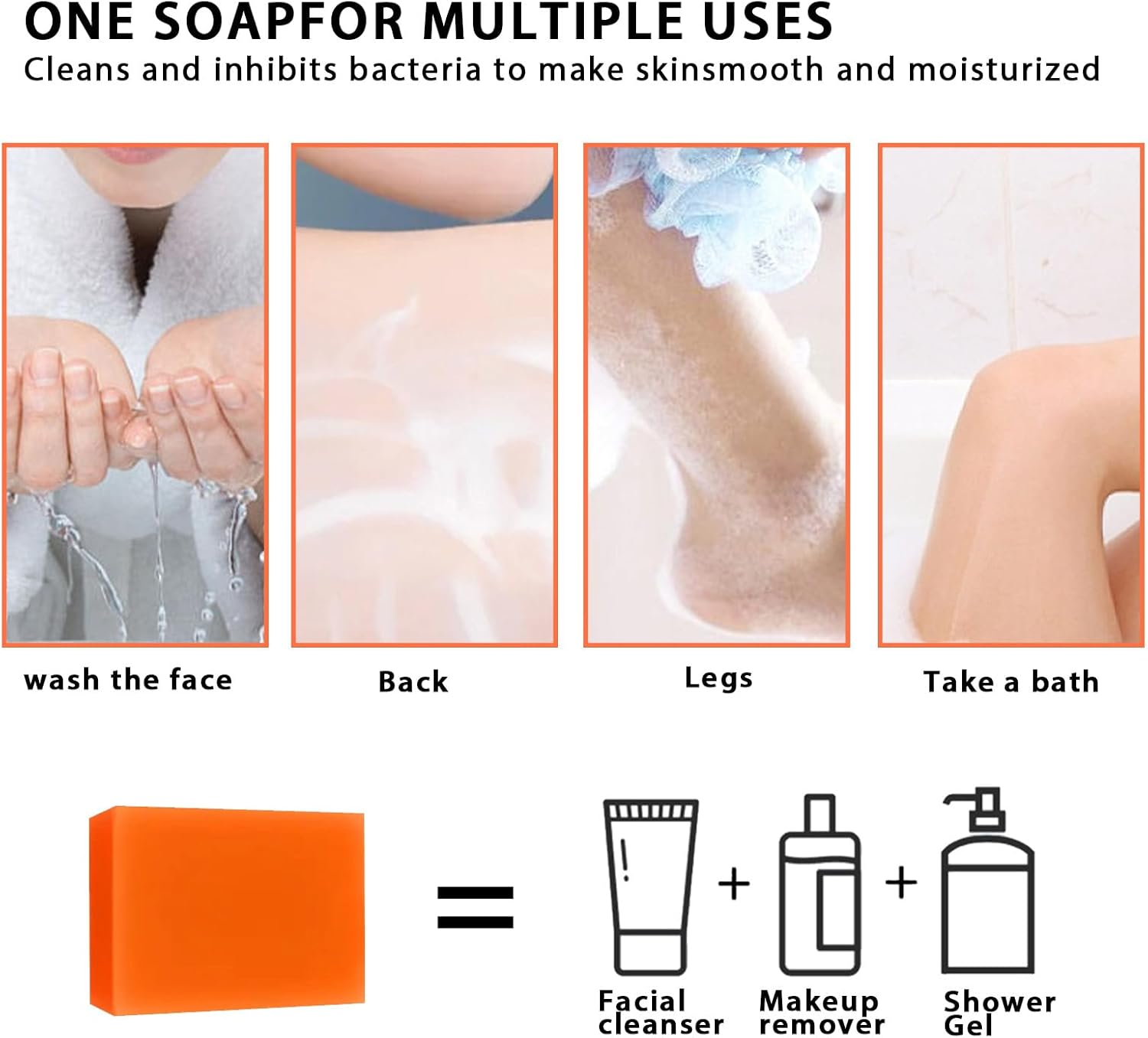 3 Pcs Turmeric and Kojic Acid Soap, Turmeric and Kojic Acid Soap,Bightoning Kojic Soap,Gentle Moisturizing Bar Soap,Suitable for Body, Face Daily Cleansing Skin Care image number 6