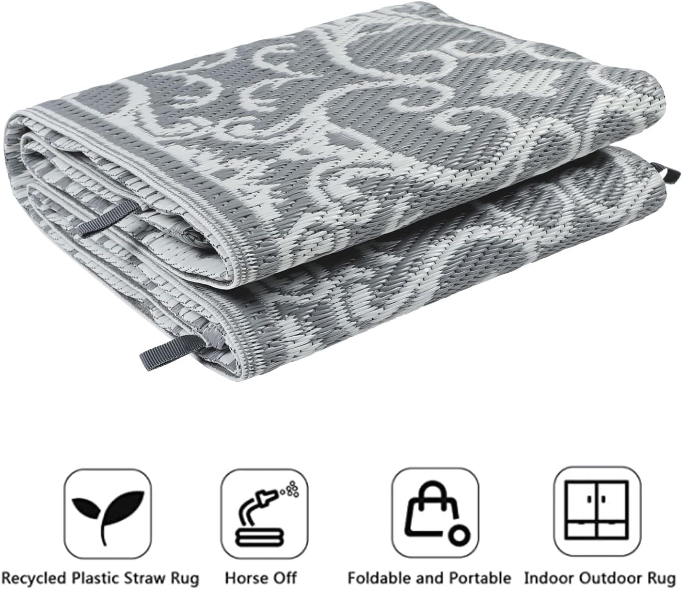 Famibay Outdoor Rugs for Patios Waterproof Garden Rug Large 180X270Cm Reversible Mat Lightweight Camping Rug Outdoor Area Rug for Balcony Deck Backyard Porch Beach BBQ image number 4