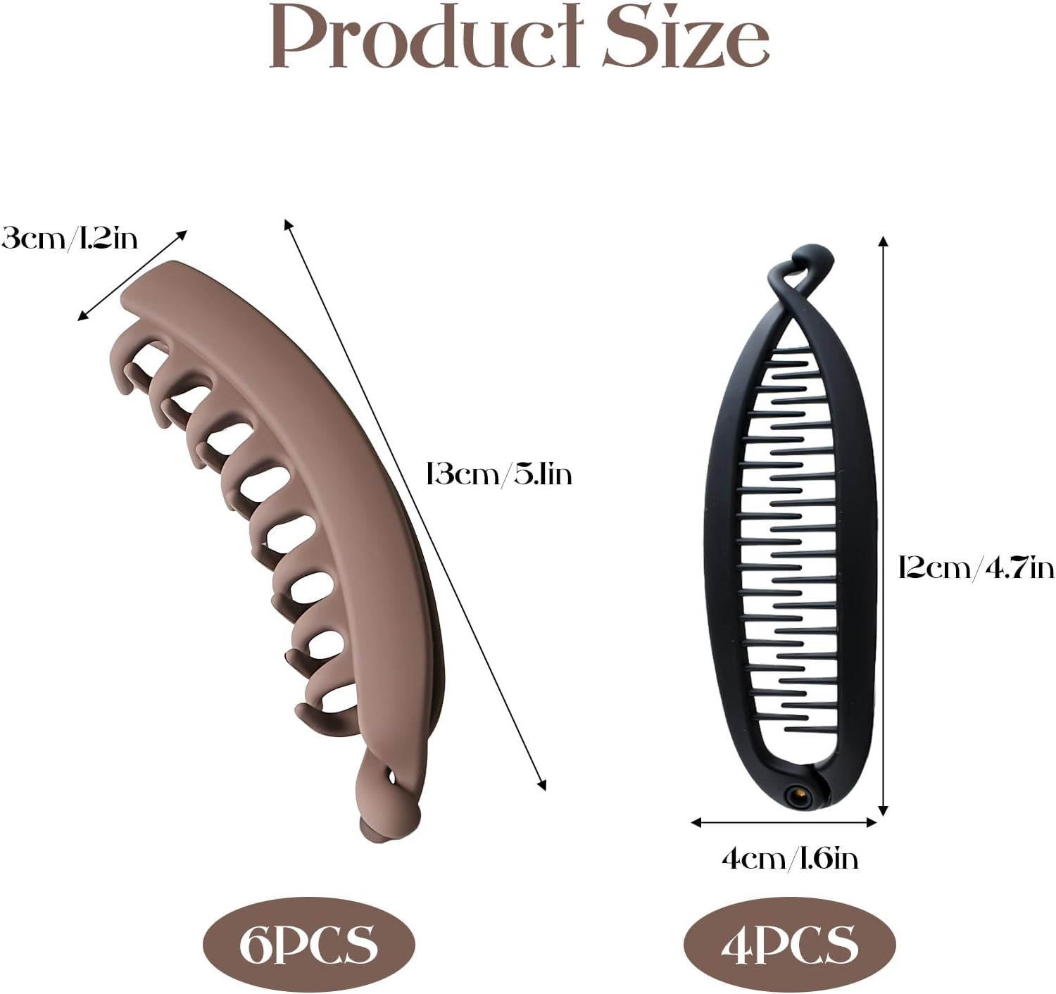 VEGCOO Pack of 10 Banana Clip Hair, Large Vintage Banana Clip, Banana Clips for Thick and Thin Hair, Non-Slip Ponytail Holder Clip for Women and Girls image number 1