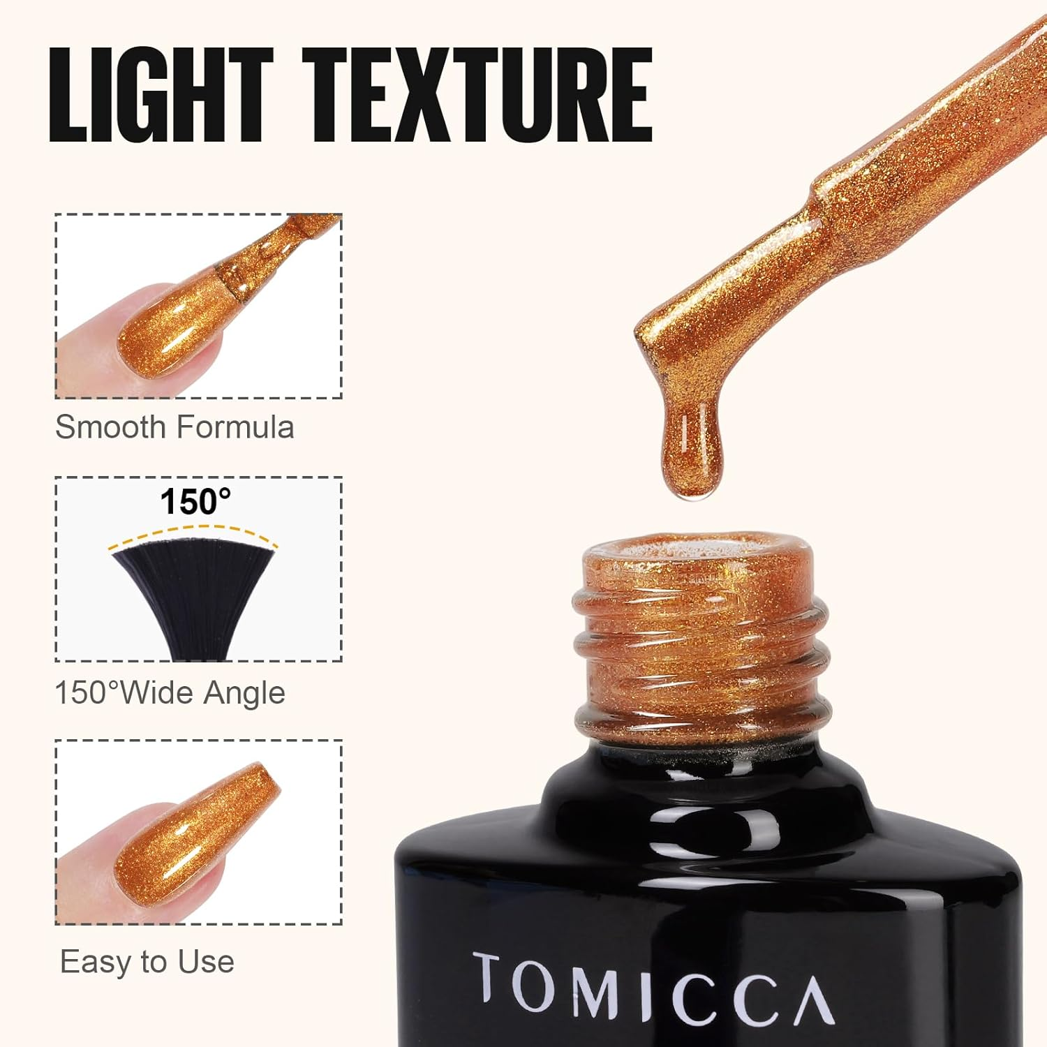 TOMICCA Gel Nail Polish Kit, 4 Colors Autumn Fall Brown Gold Glitter Orange Gel Polish Set Soak off Nail Gel Nail Art DIY Manicure Salon Gifts for Women Girl DIY Home, 8ML - Brown Gold Set image number 2