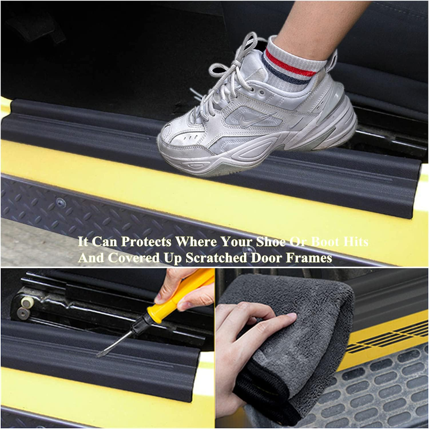 YOCTM ABS TJ Door Sill Protectors Guards Plate Entry Guard Kit for 97-06 Jeep Wrangler TJ Interior Accessories Full Protection image number 5